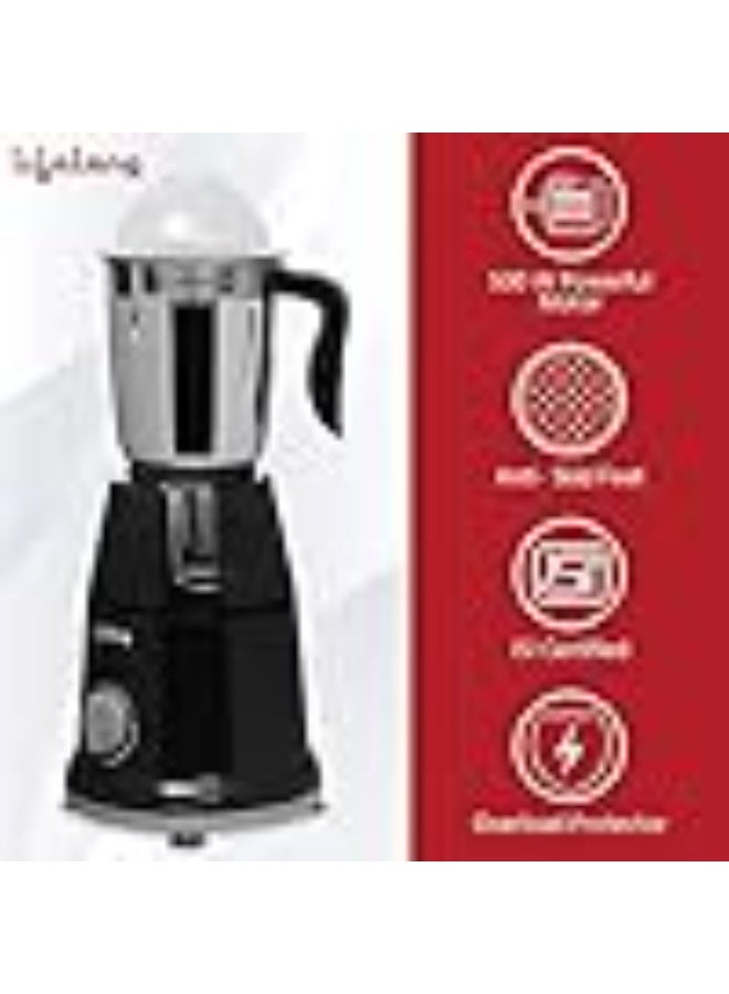 Lifelong LLMG93 500 Watt Duos Mixer Grinder, 2 Jar(, Black) & Lifelong LLYM92 Yoga mat 4mm Grey Anti Slip for Gym Workout - Image 3